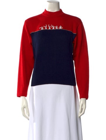 St. John Sport Wool Colorblock Pattern Sweater