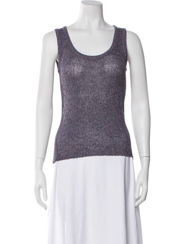 Pre-owned St John Wool Scoop Neck Sweater In Purple