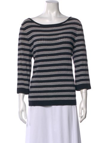 Pre-owned St John Wool Striped Sweater In Blue