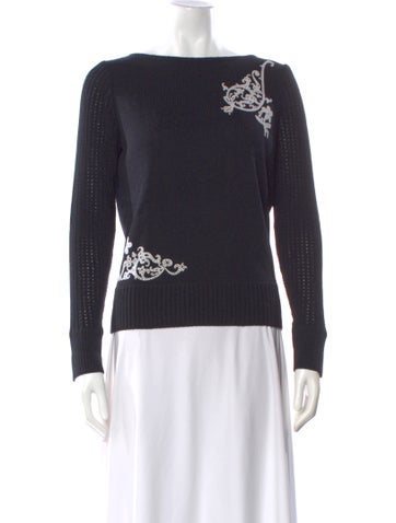 Pre-owned St John Wool Graphic Print Sweater In Blue