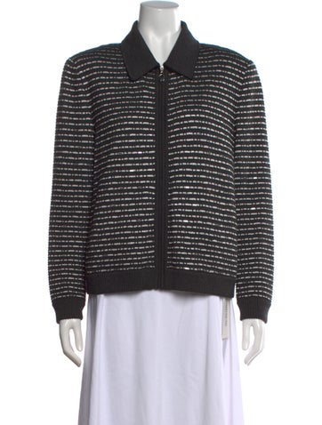 Pre-owned St John Striped Sweater In Black
