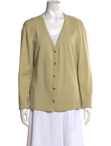 Pre-owned St John Wool V-neck Sweater In Neutrals