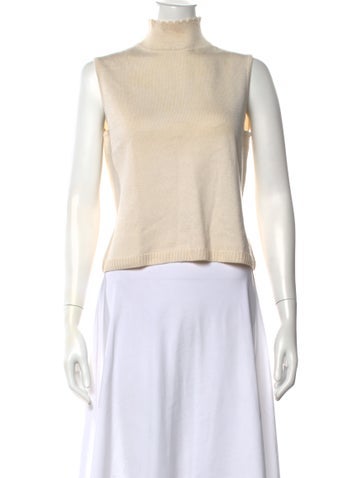 Pre-owned St John Wool Turtleneck Sweater In Neutrals