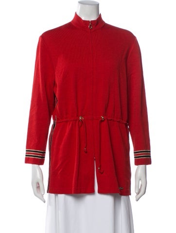 Pre-owned St John Mock Neck Sweater In Red