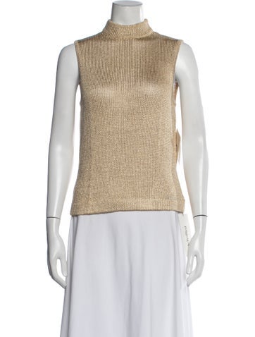 Pre-owned St John Mock Neck Sweater In Neutrals