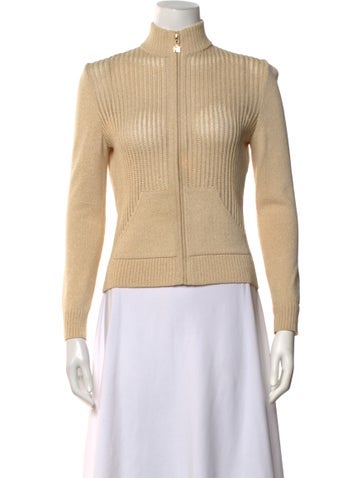 Pre-owned St John Wool Mock Neck Sweater In Neutrals