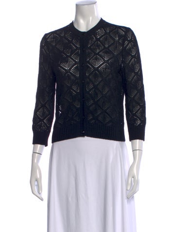 Pre-owned St John Wool Patterned Sweater In Black