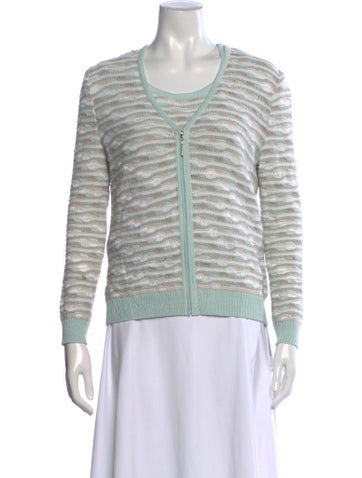 Pre-owned St John Striped Crew Neck Sweater In Neutrals