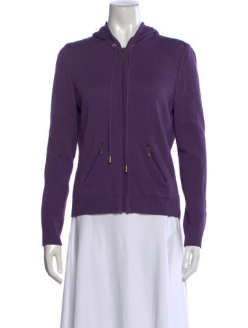 Pre-owned St John Wool Open Front Sweater In Purple