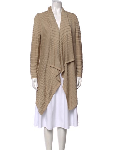 Pre-owned St John Striped Open Front Sweater In Neutrals