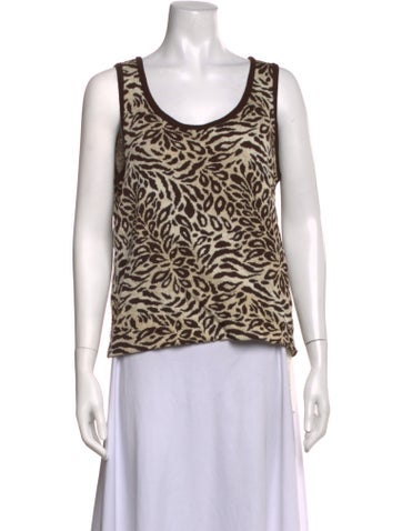 Pre-owned St John Animal Print Crew Neck Sweater In Multicolor