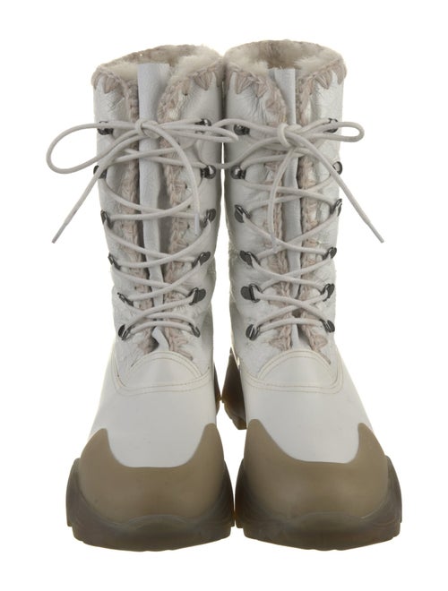 St. Moritz Leather Faux Fur Trim Lace-Up Boots