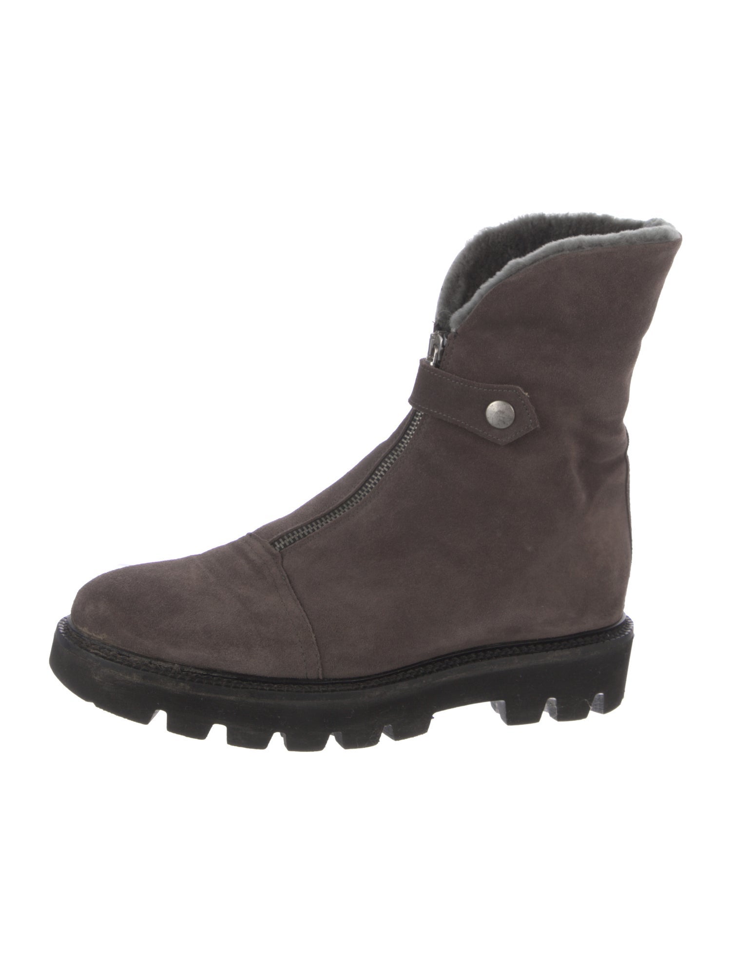 St. Moritz Suede Fur Trim Lace-Up Boots