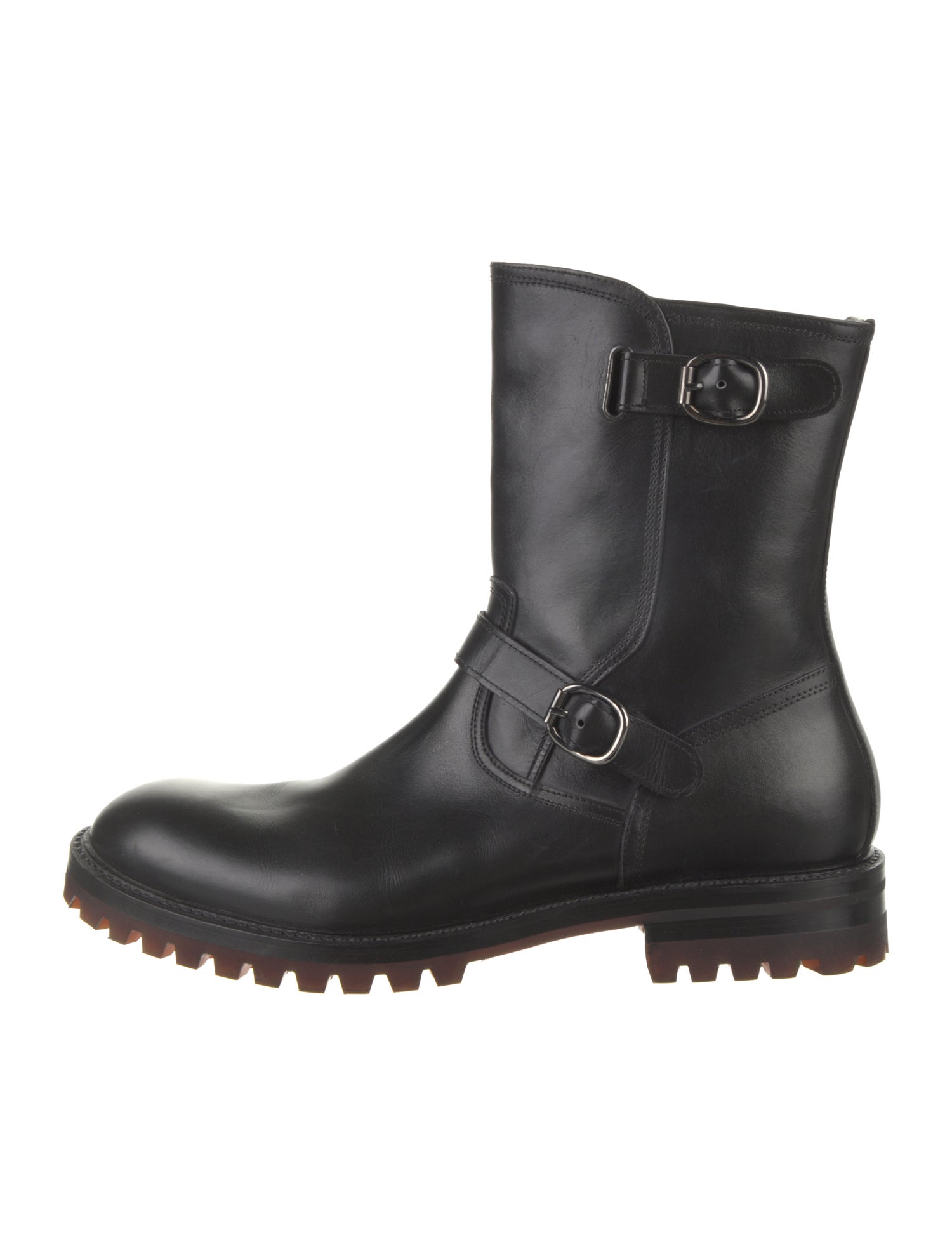 St. Moritz Leather Printed Moto Boots