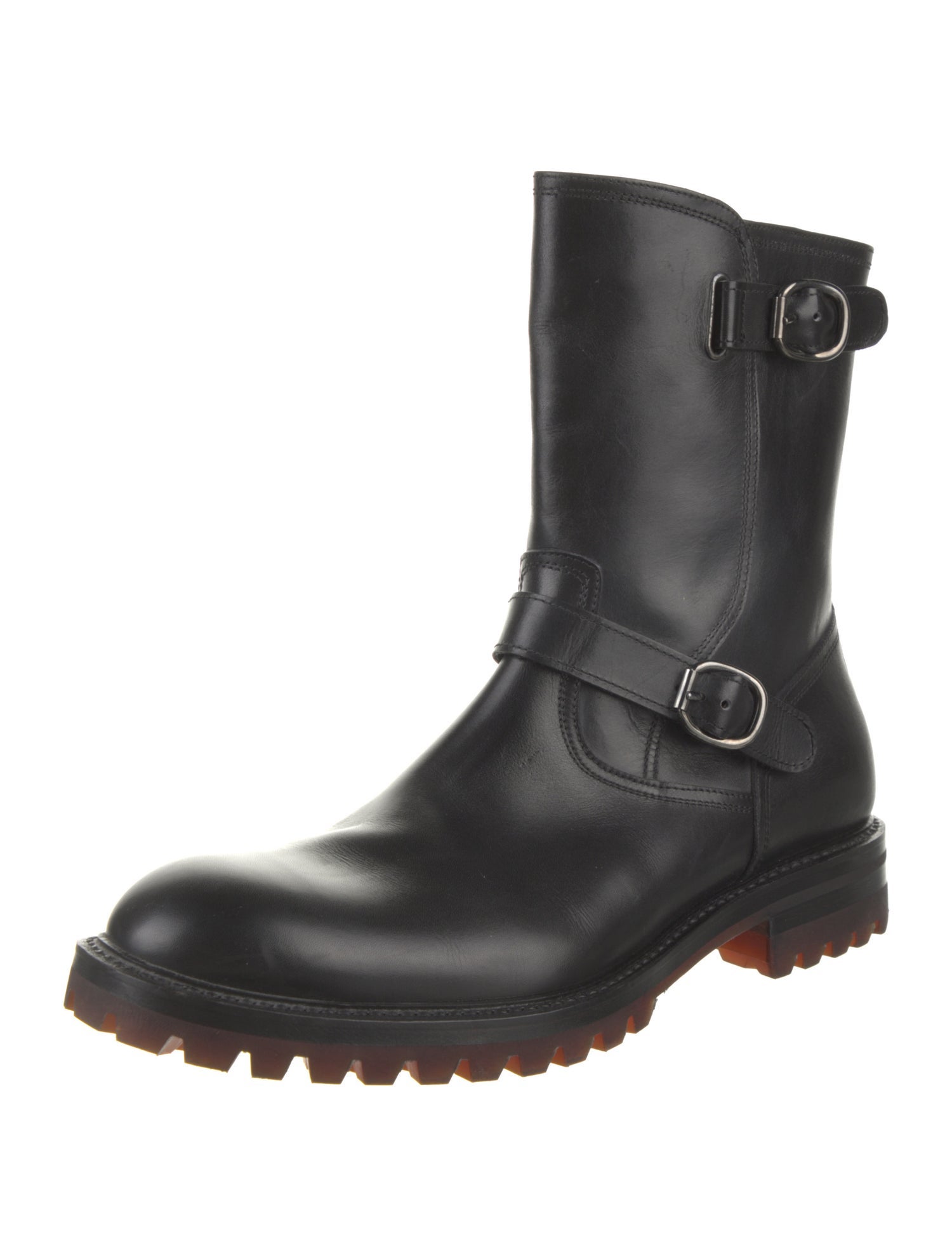 St. Moritz Leather Printed Moto Boots