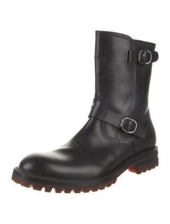 St. Moritz Leather Printed Moto Boots