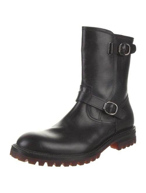 St. Moritz Leather Printed Moto Boots