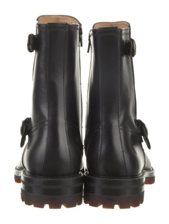 St. Moritz Leather Printed Moto Boots