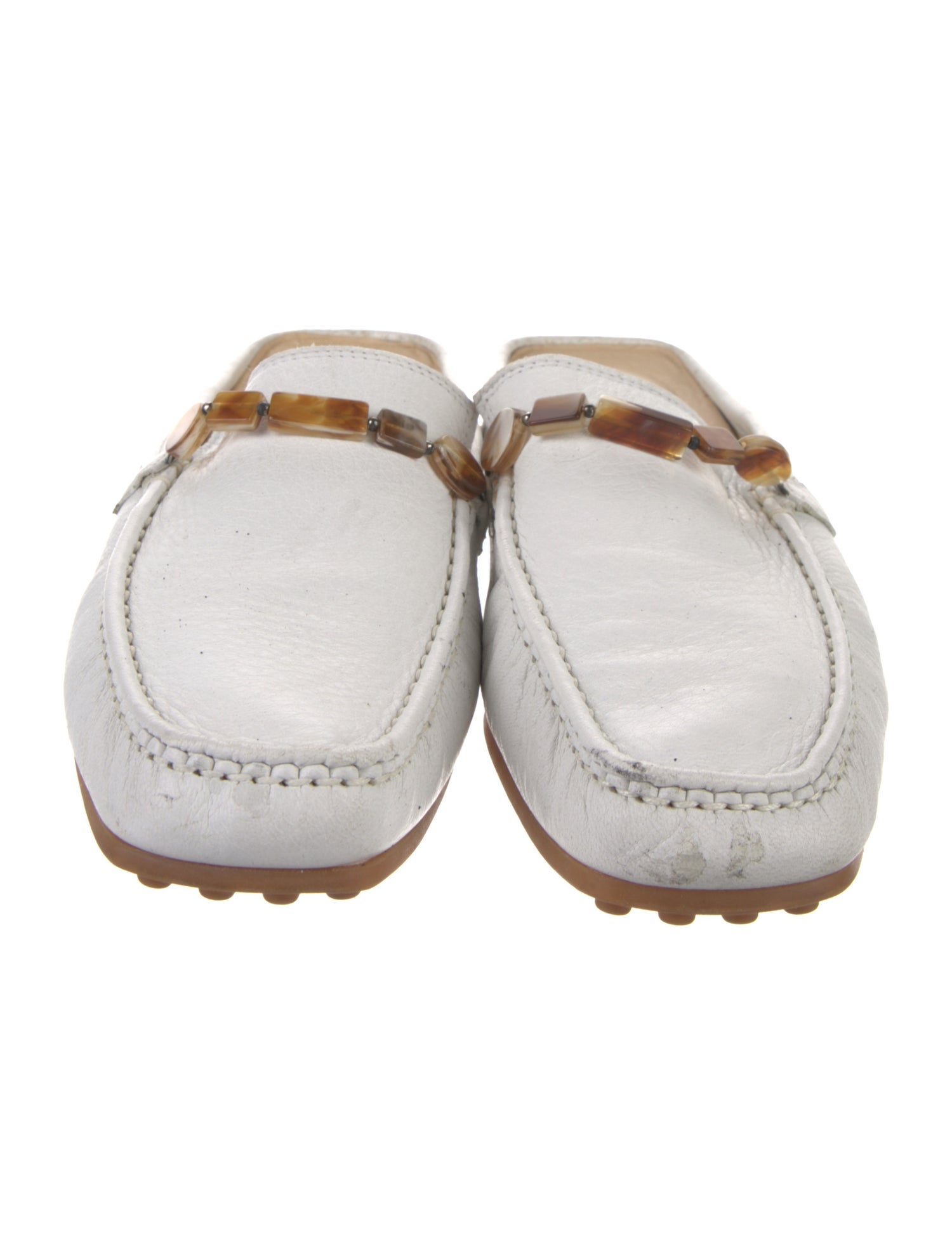 Stuart Weitzman Leather Beaded Accents Mules