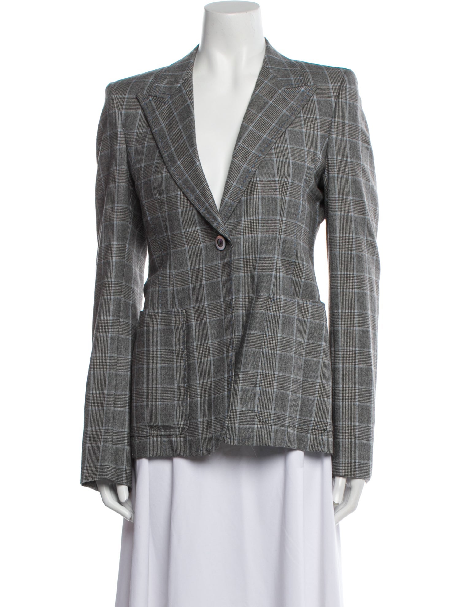 Stuart Lamprell Virgin Wool Plaid Print Blazer
