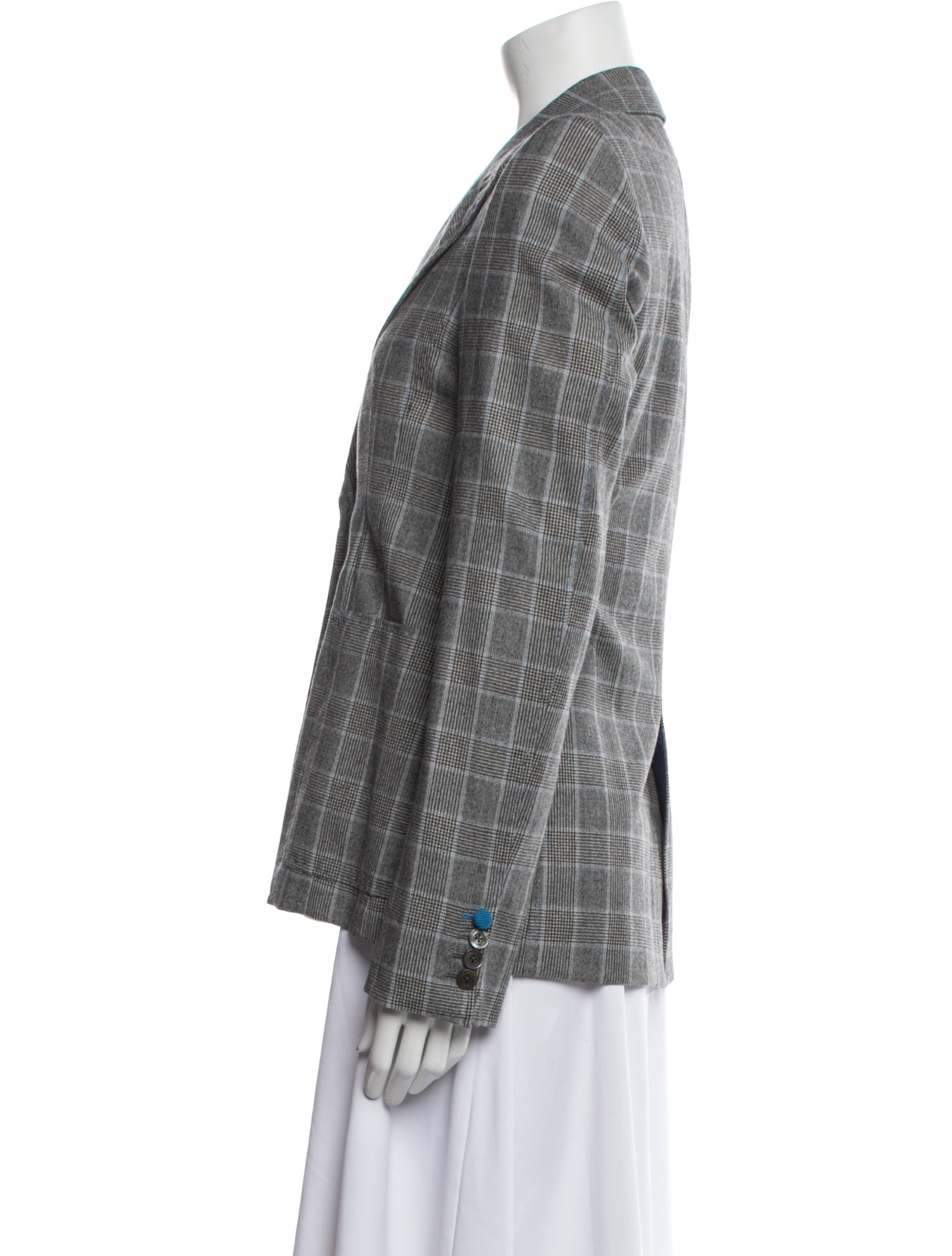 Stuart Lamprell Virgin Wool Plaid Print Blazer