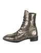 Stuart Weitzman Faux Pearl Accents Leather Combat Boots