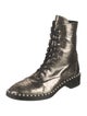 Stuart Weitzman Faux Pearl Accents Leather Combat Boots