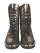 Stuart Weitzman Faux Pearl Accents Leather Combat Boots