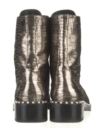 Stuart Weitzman Faux Pearl Accents Leather Combat Boots