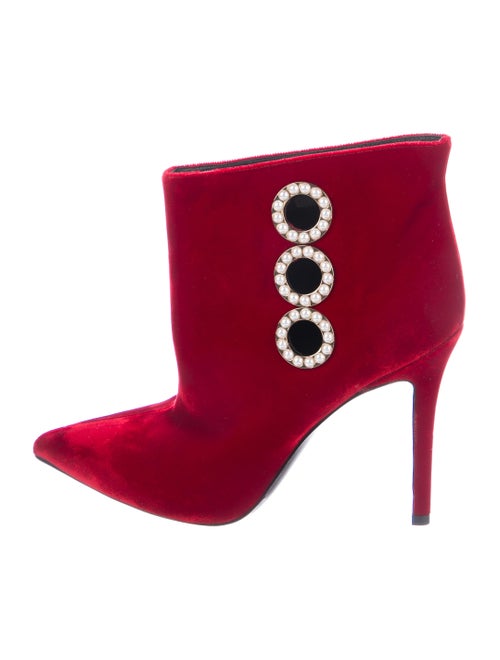 Stella Luna Velvet Ankle Boots Red