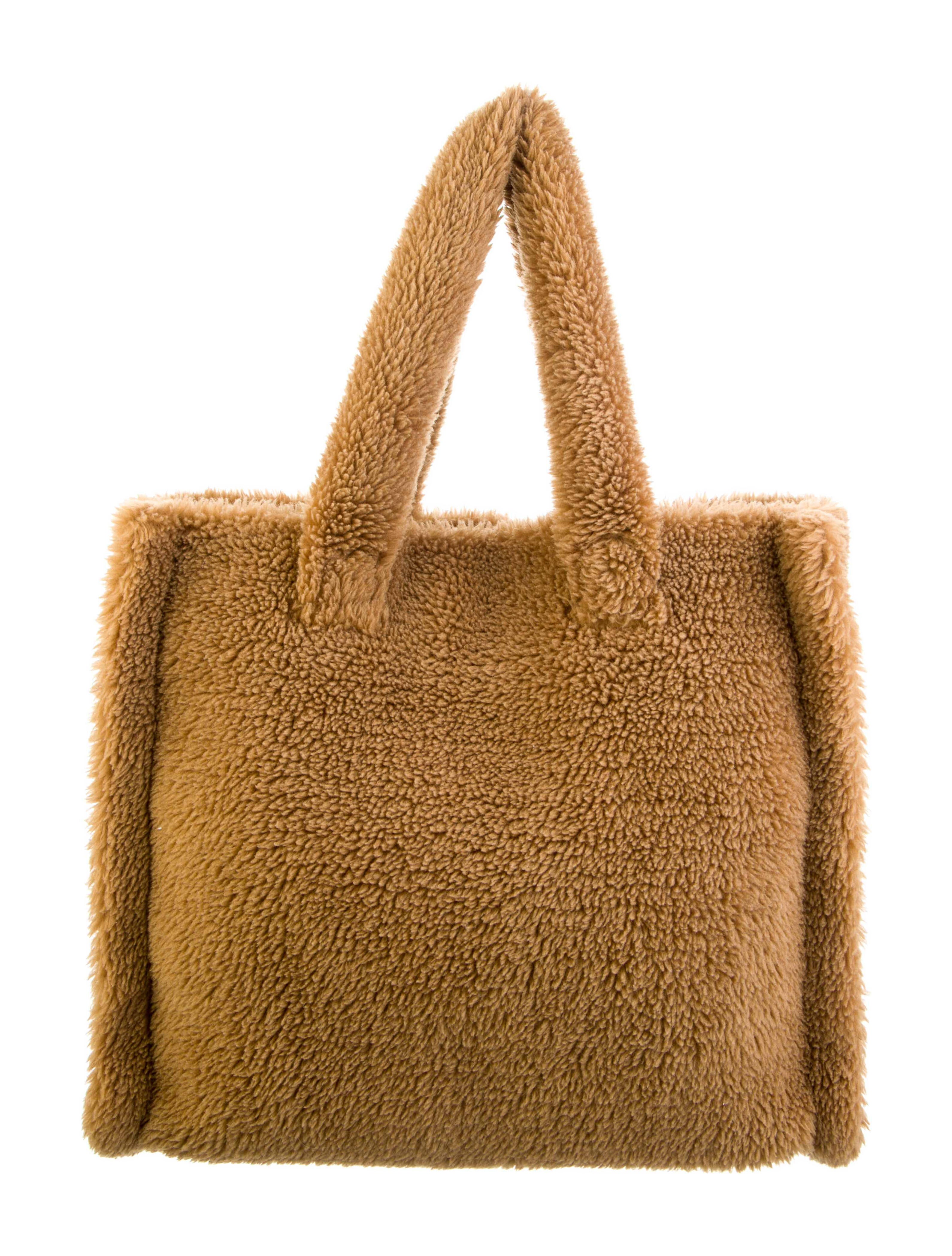 STAND STUDIO Faux Fur Tote Bag Brown Totes, Handbags WSTND22277