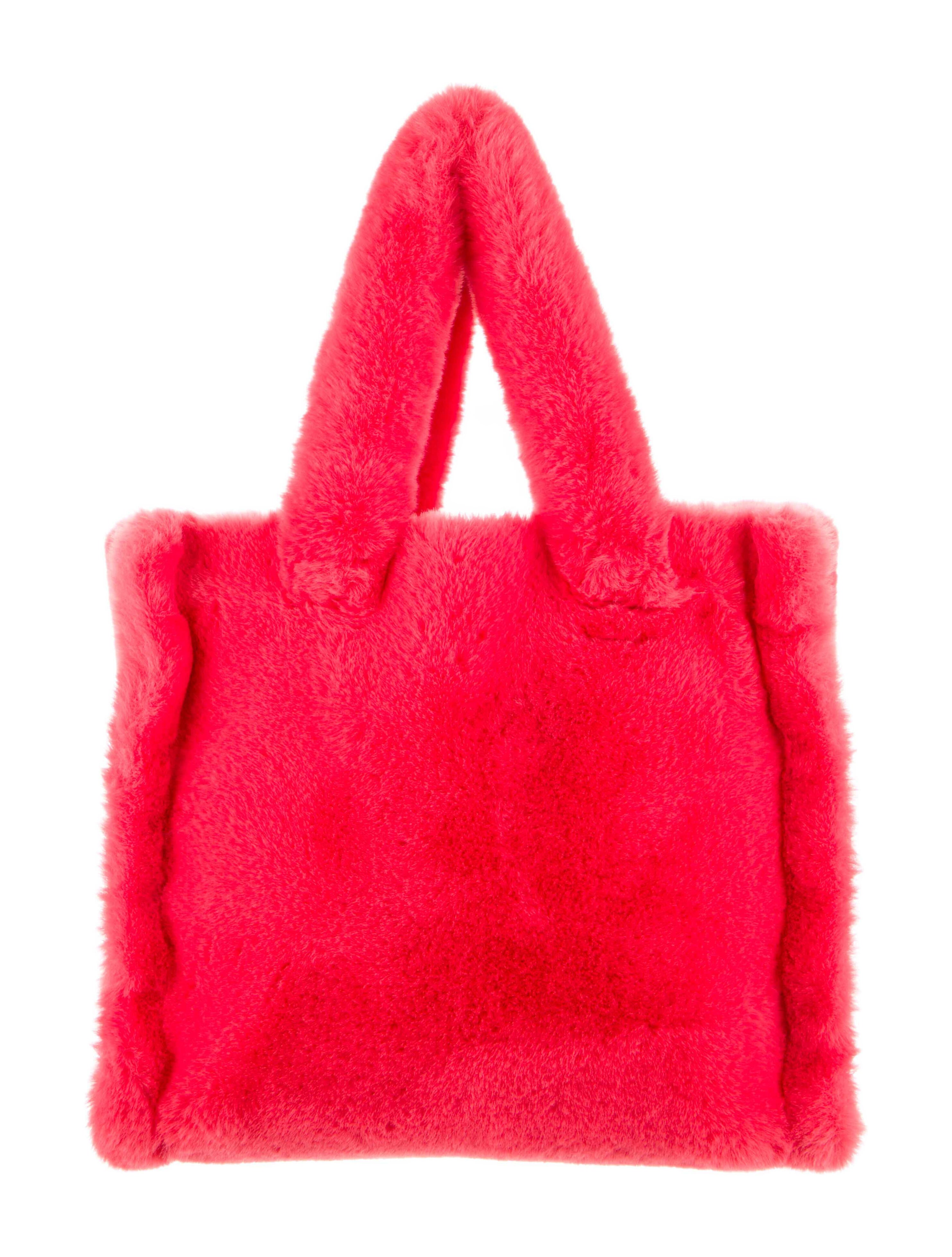 STAND STUDIO Faux Fur Tote Red Totes, Handbags WSTND22602 The