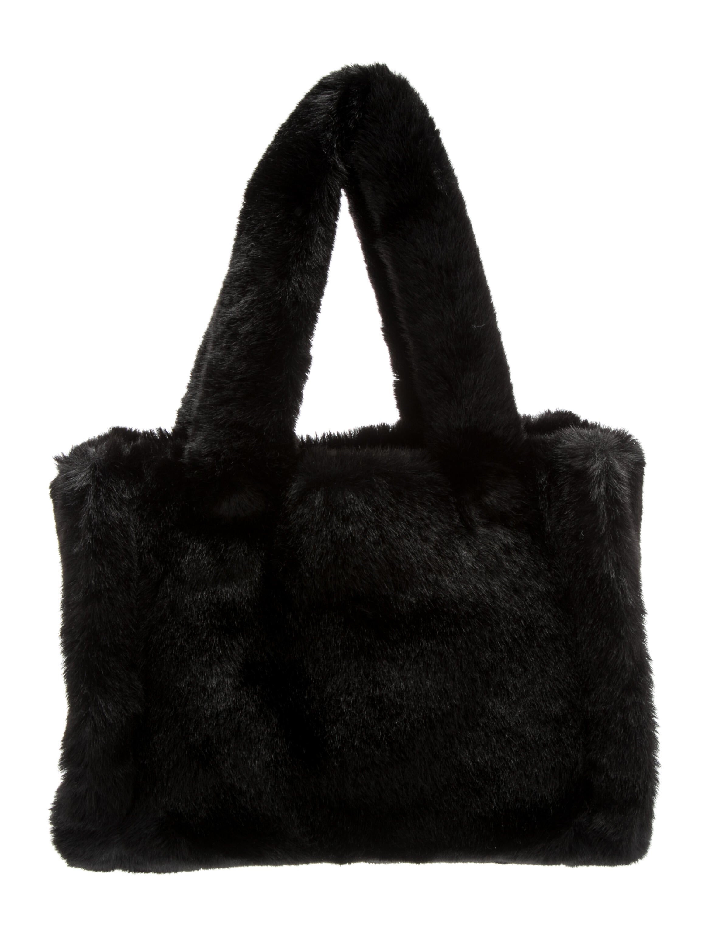 STAND STUDIO Faux Fur Soft Teddy w/ Tags - Black Handle Bags, Handbags
