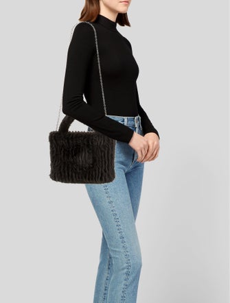 STAND STUDIO Fur Top Handle Bag