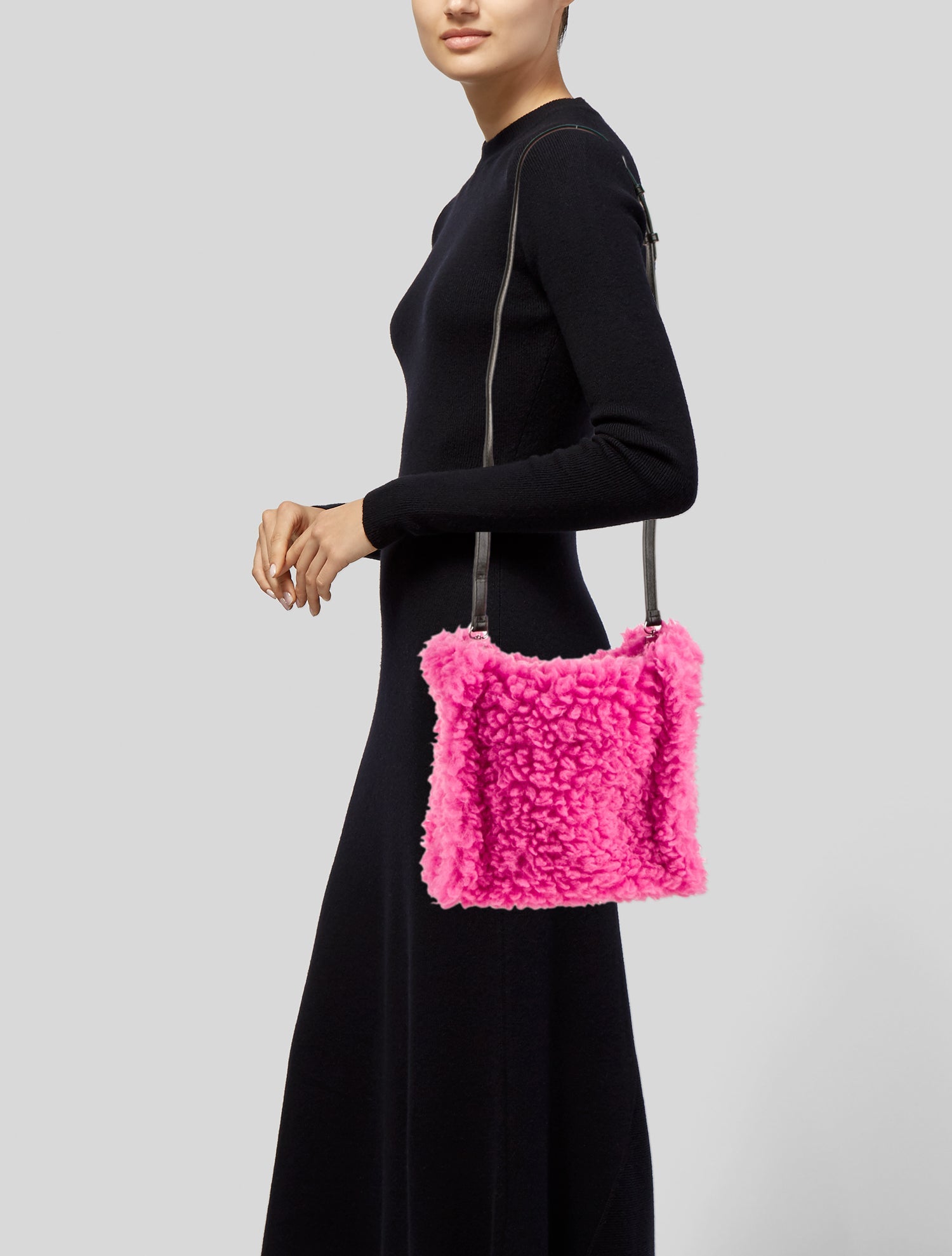 STAND STUDIO Shearling Top Handle Bag