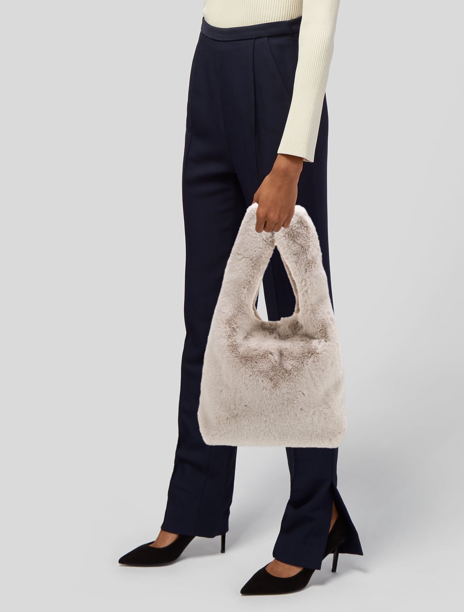 STAND STUDIO Fur Top Handle Bag