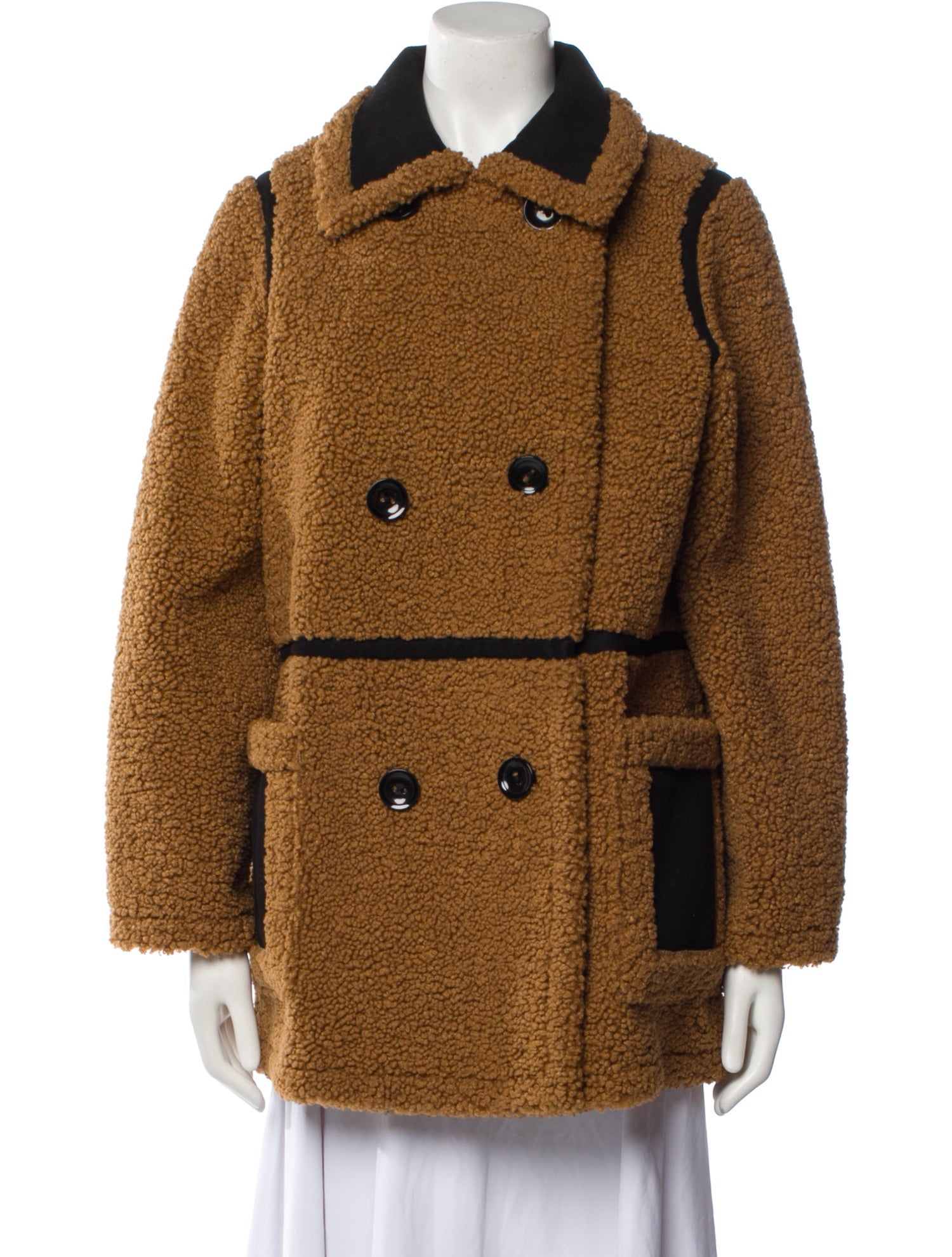 STAND STUDIO Striped Faux Fur Coat