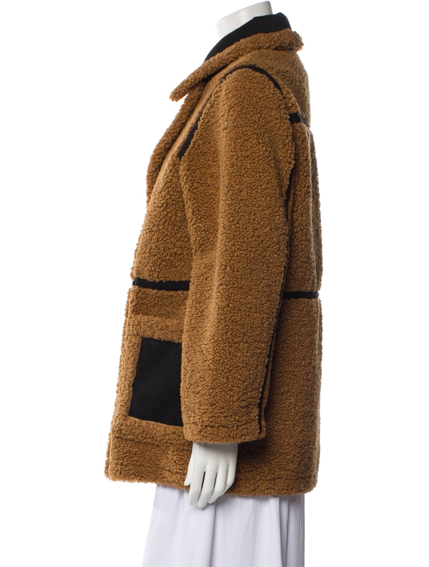 STAND STUDIO Striped Faux Fur Coat