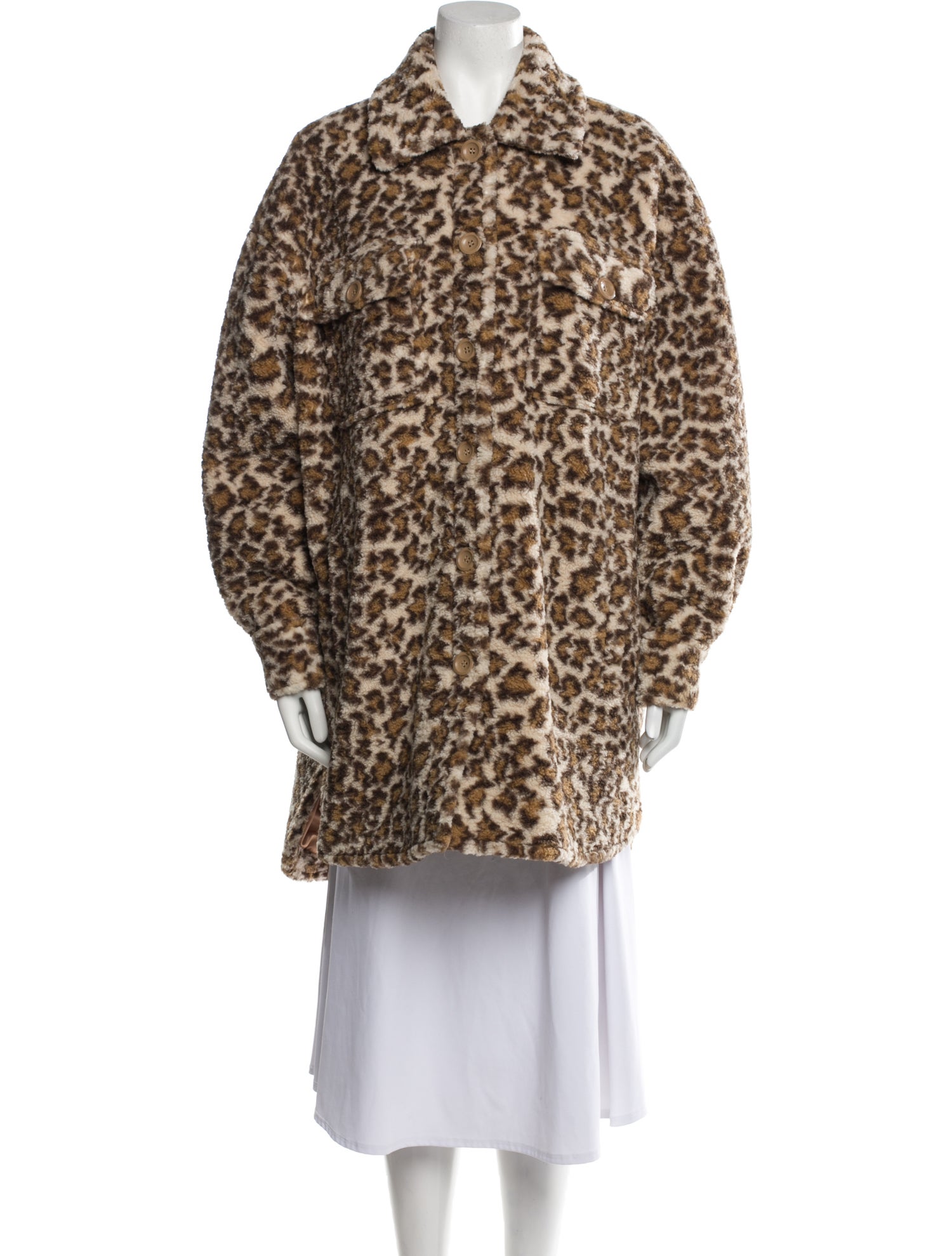 STAND STUDIO Animal Print Faux Fur Coat