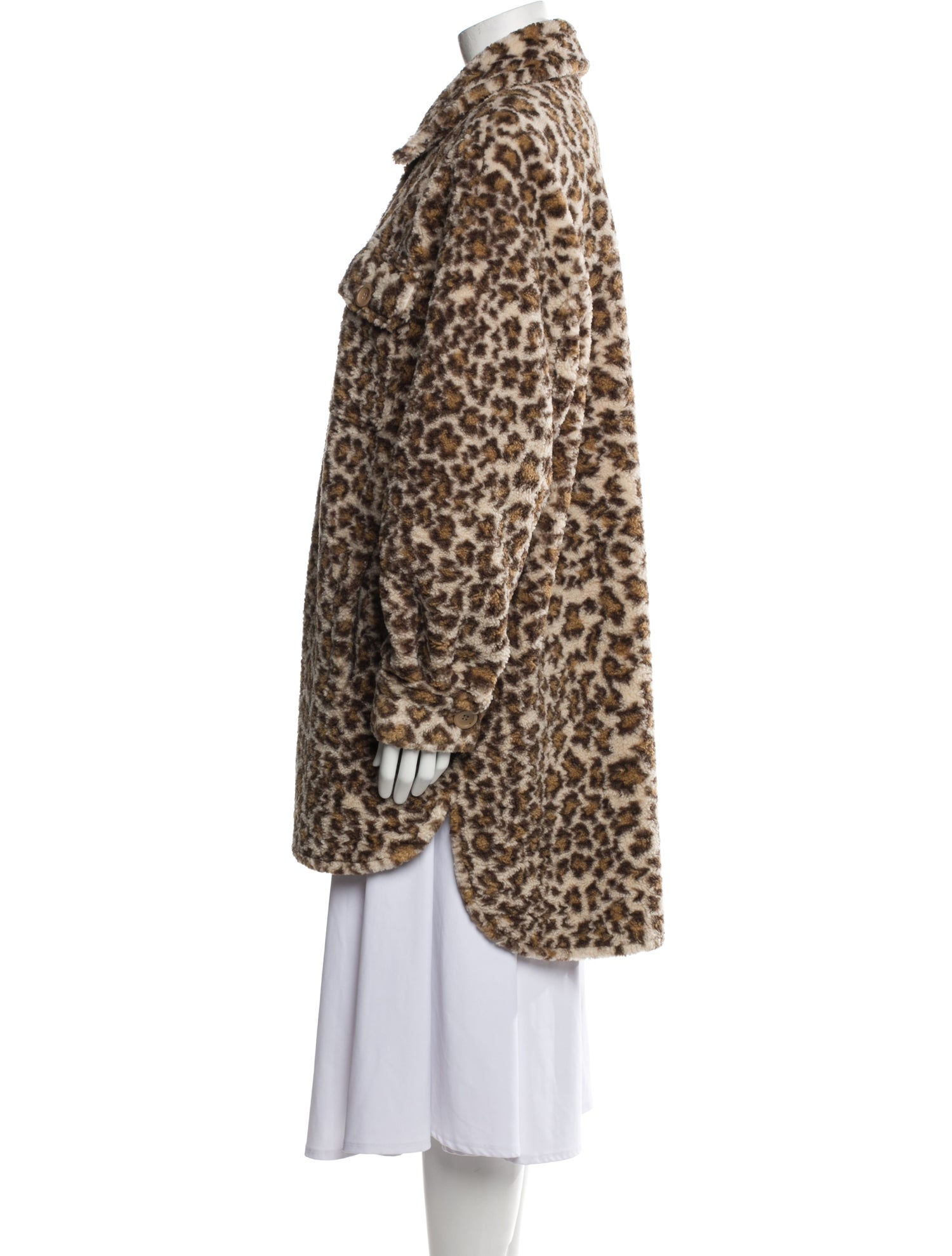STAND STUDIO Animal Print Faux Fur Coat