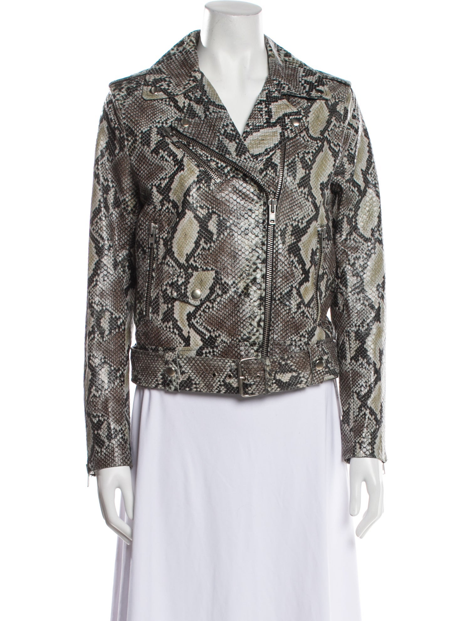 STAND STUDIO Lamb Leather Animal Print Blazer