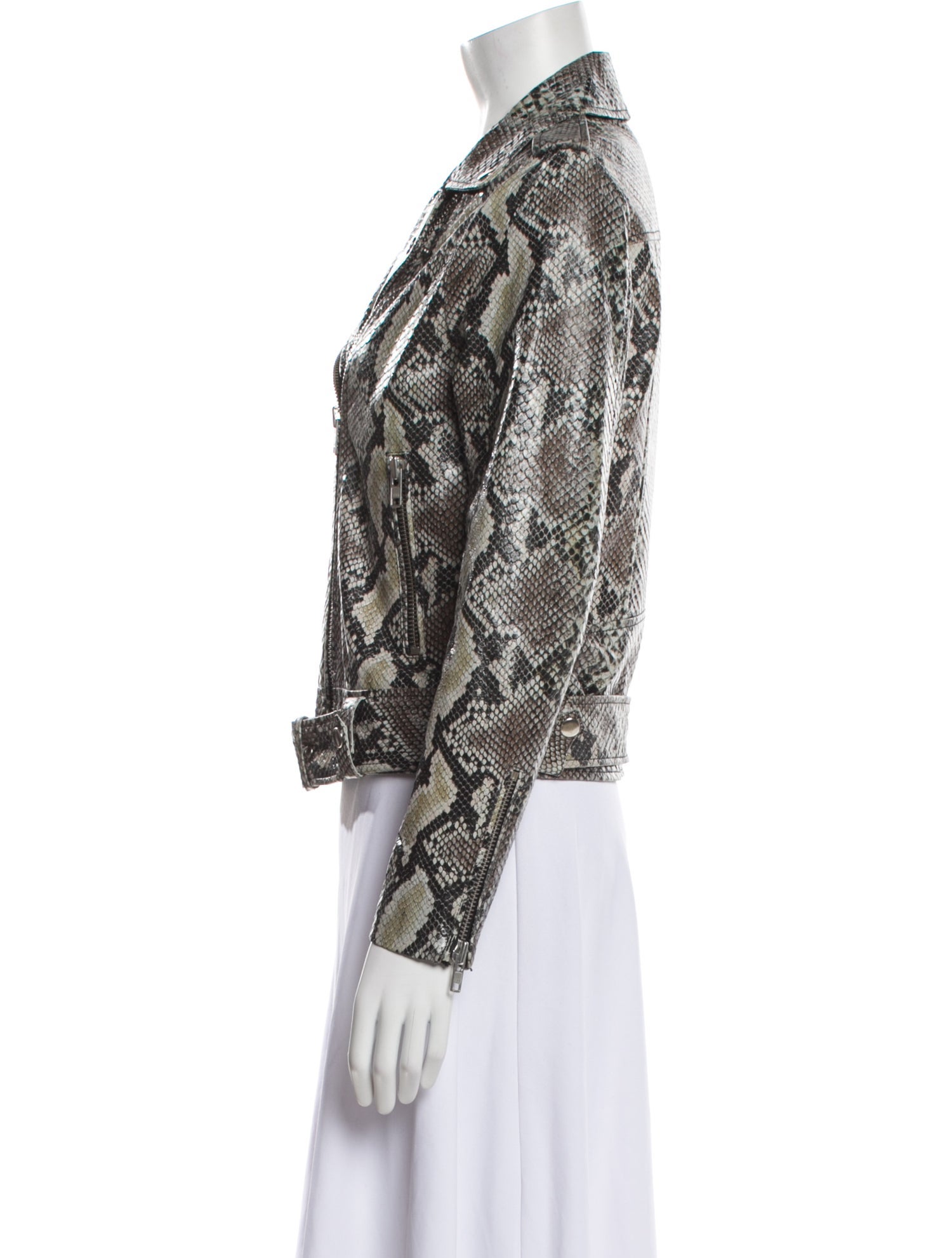 STAND STUDIO Lamb Leather Animal Print Blazer