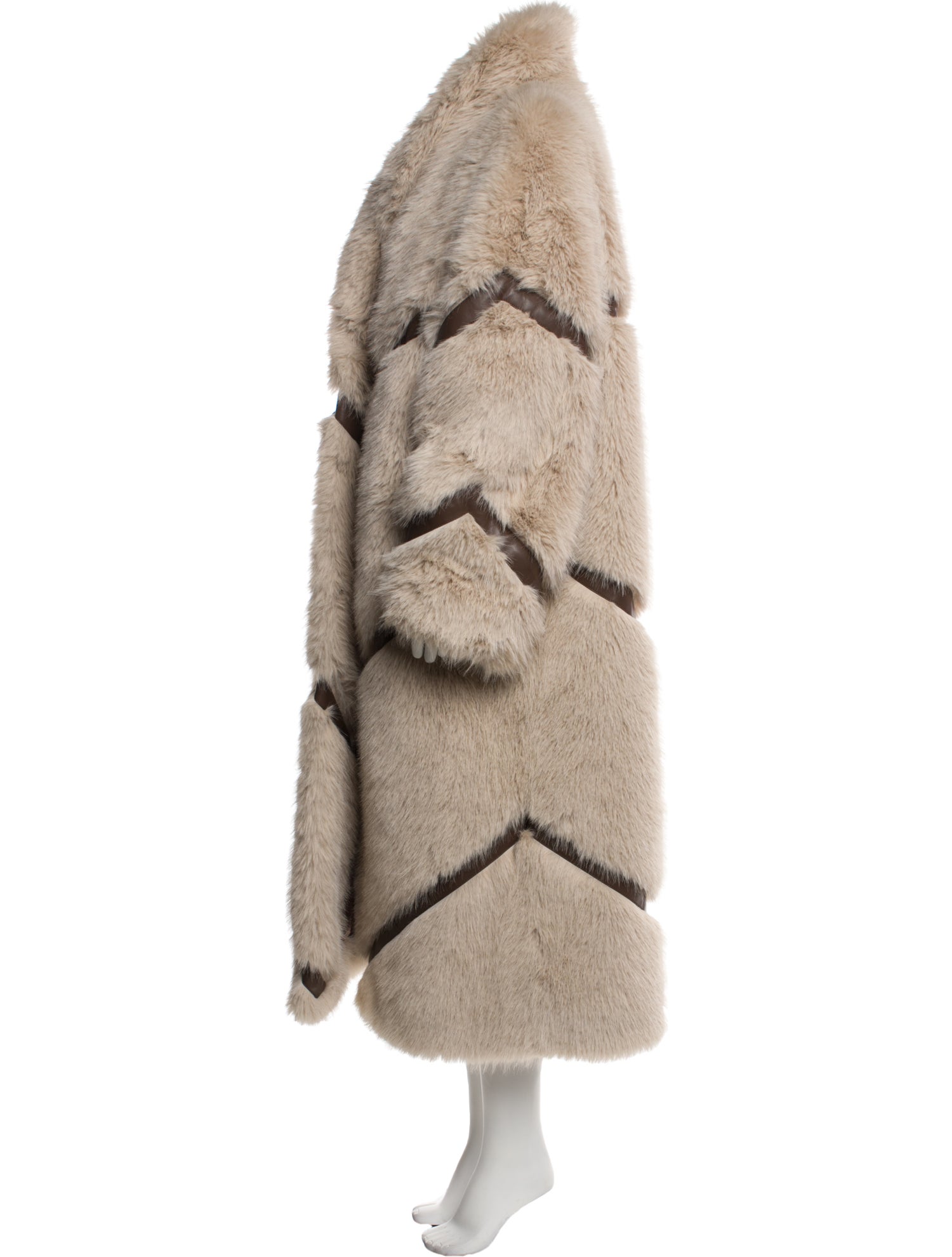STAND STUDIO Striped Faux Fur Coat