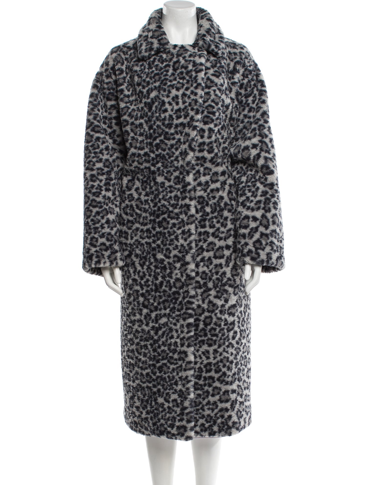 STAND STUDIO Faux Fur Animal Print Faux Fur Coat