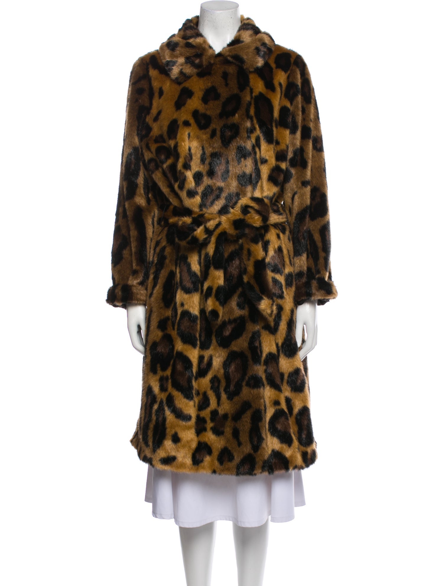STAND STUDIO Faux Fur Animal Print Faux Fur Coat
