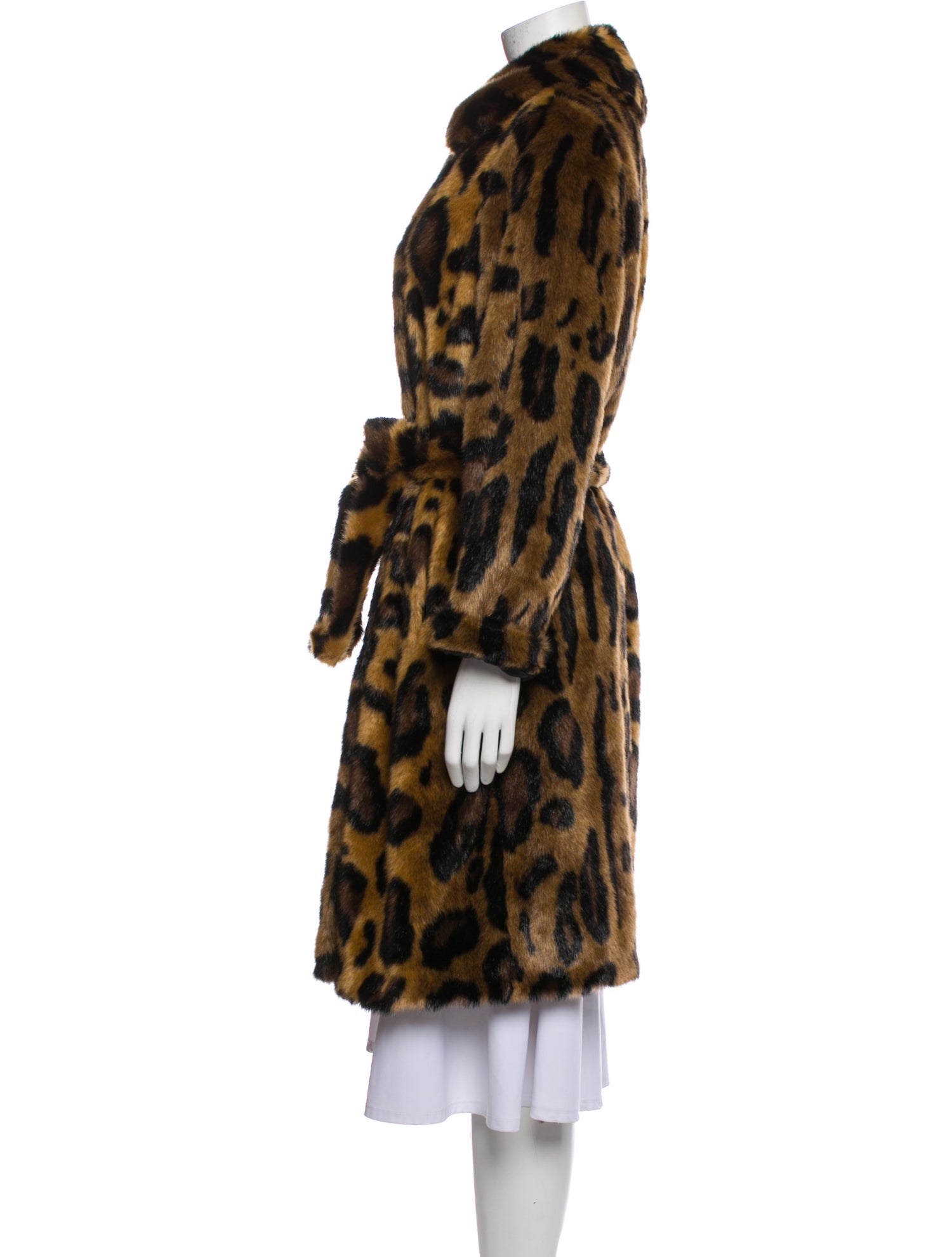 STAND STUDIO Faux Fur Animal Print Faux Fur Coat