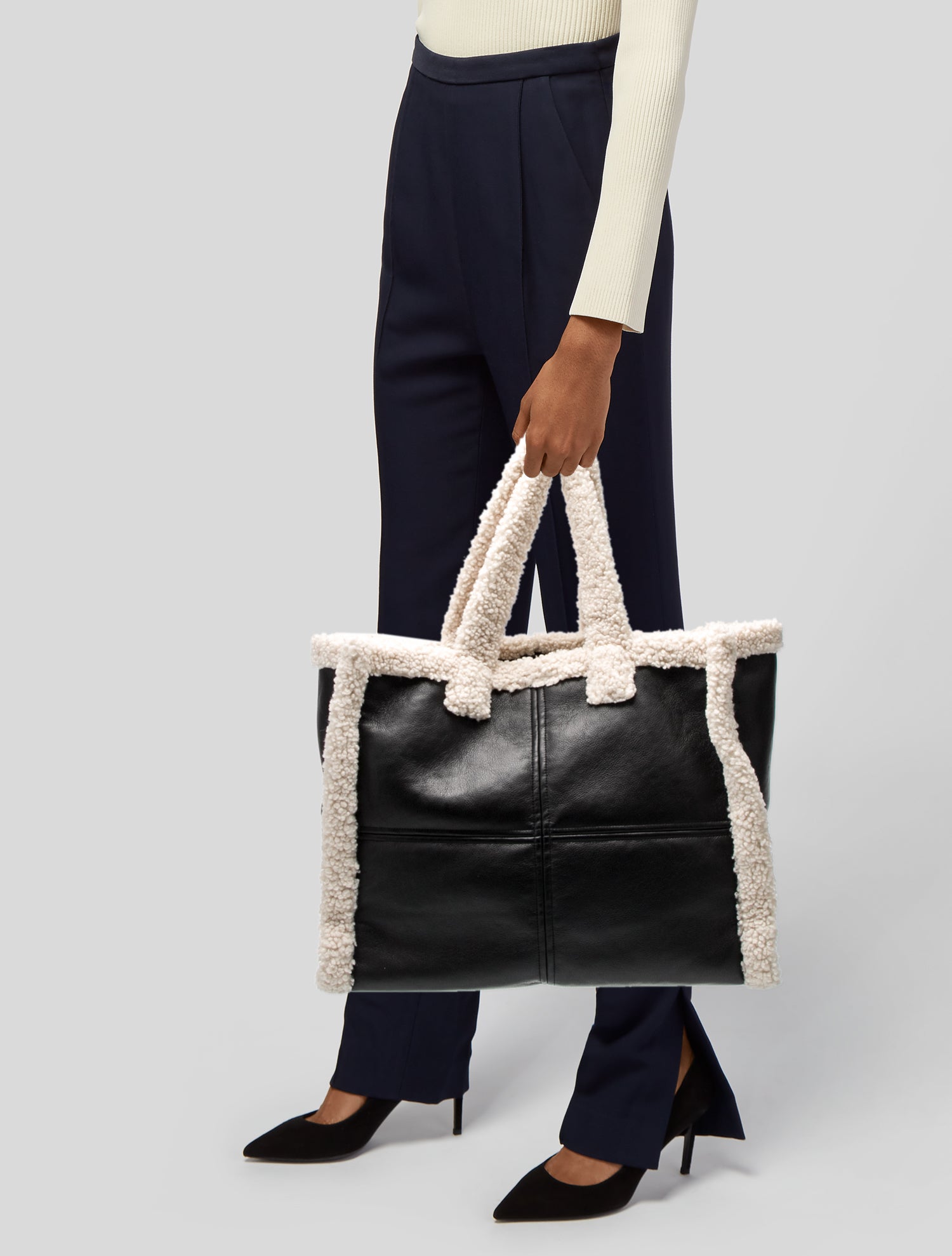 STAND STUDIO Black Leather Tote