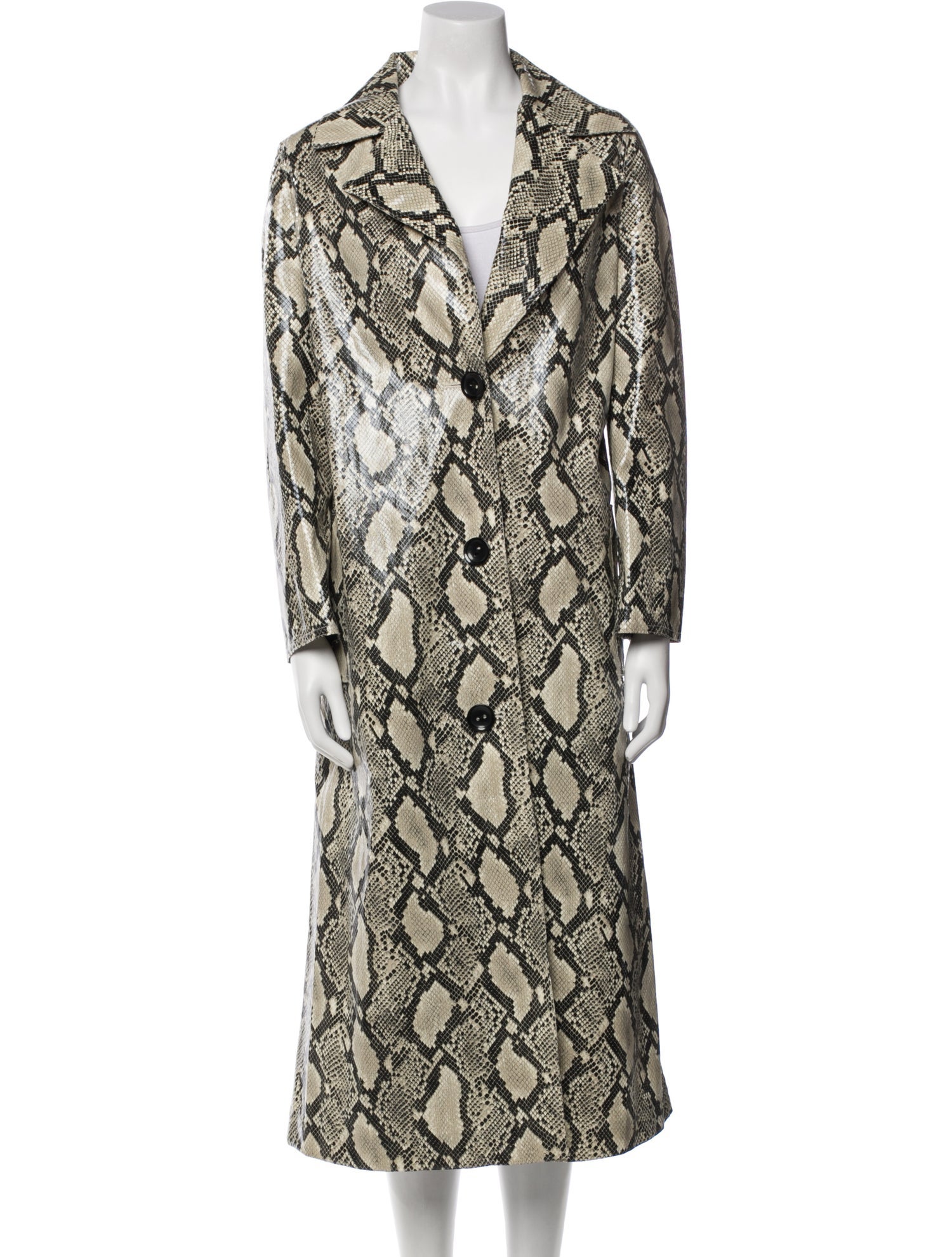 STAND STUDIO Faux Leather Animal Print Trench Coat