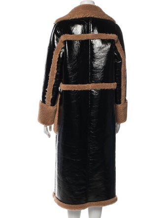 STAND STUDIO Colorblock Pattern Faux Fur Coat
