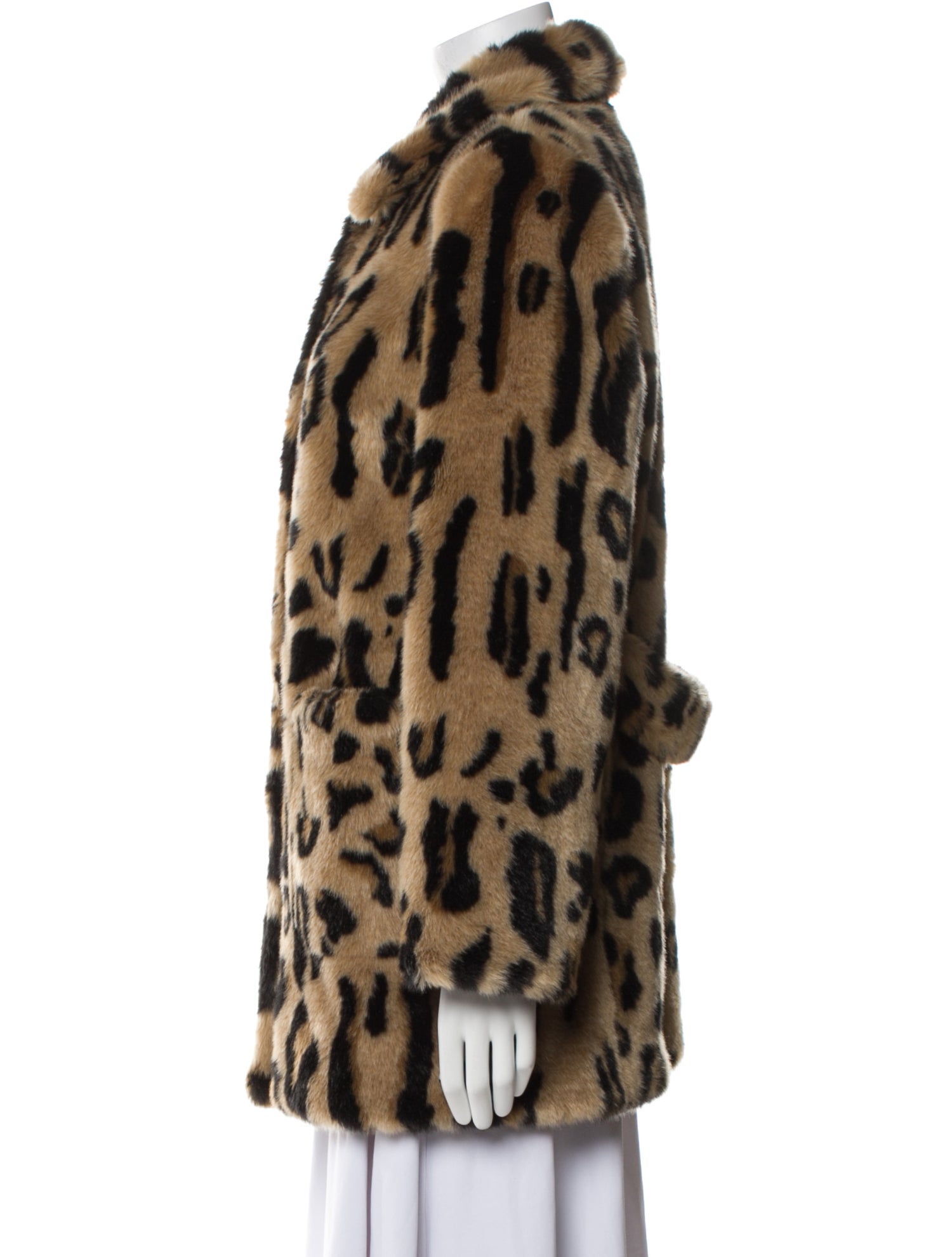 STAND STUDIO Faux Fur Animal Print Faux Fur Jacket